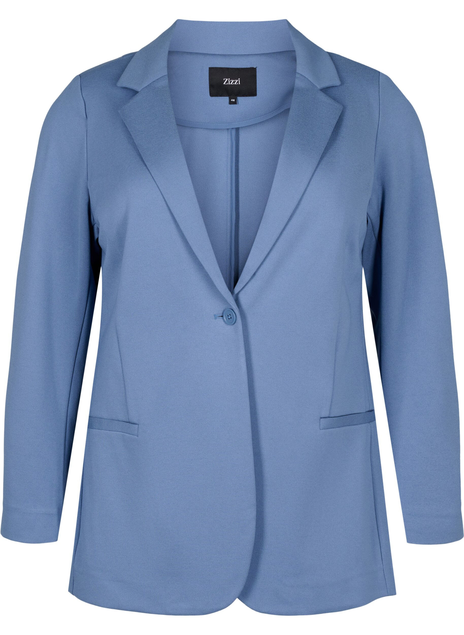 Zizzi Blazer simple avec fermeture &agrave; boutons, Bleu, Packshot image number 0