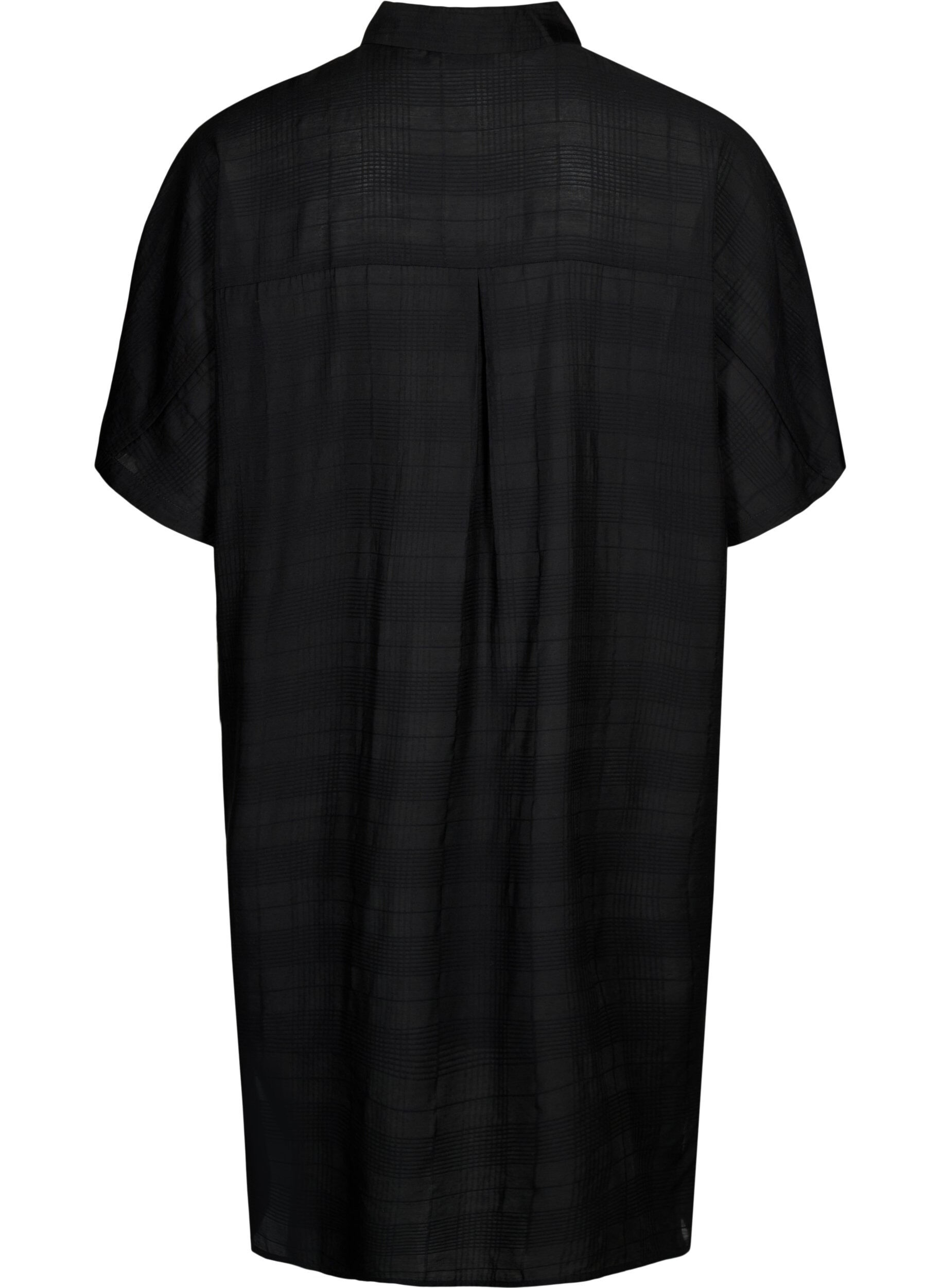 Zizzi Chemise longue en viscose avec structure, Black, Packshot image number 1