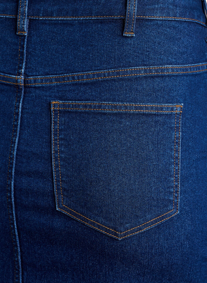 FLASH - Jupe mi-longue en denim avec une fente &agrave; l&rsquo;avant, Bleu, Packshot image number 4