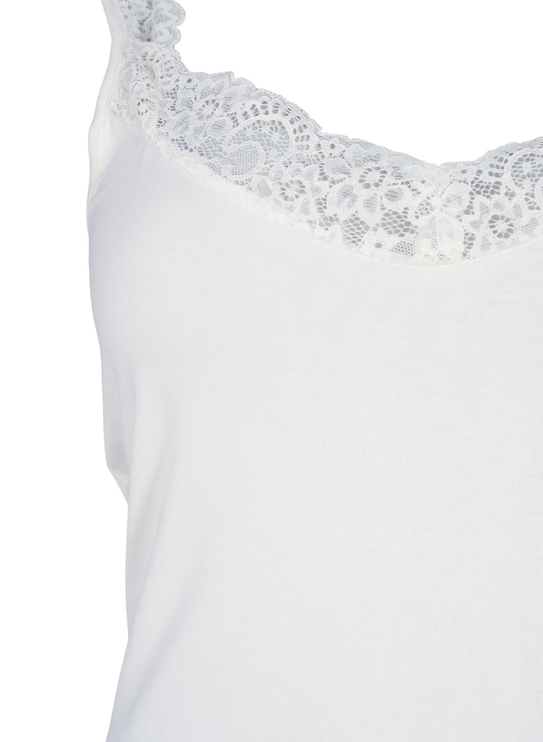 ZizziViskose-Top mit Spitzenrand, Vanille, Packshot image number 2