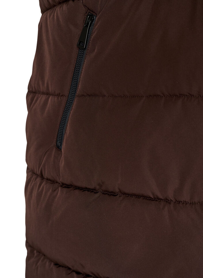 Gilet long avec capuche et poches, Marron, Packshot image number 3
