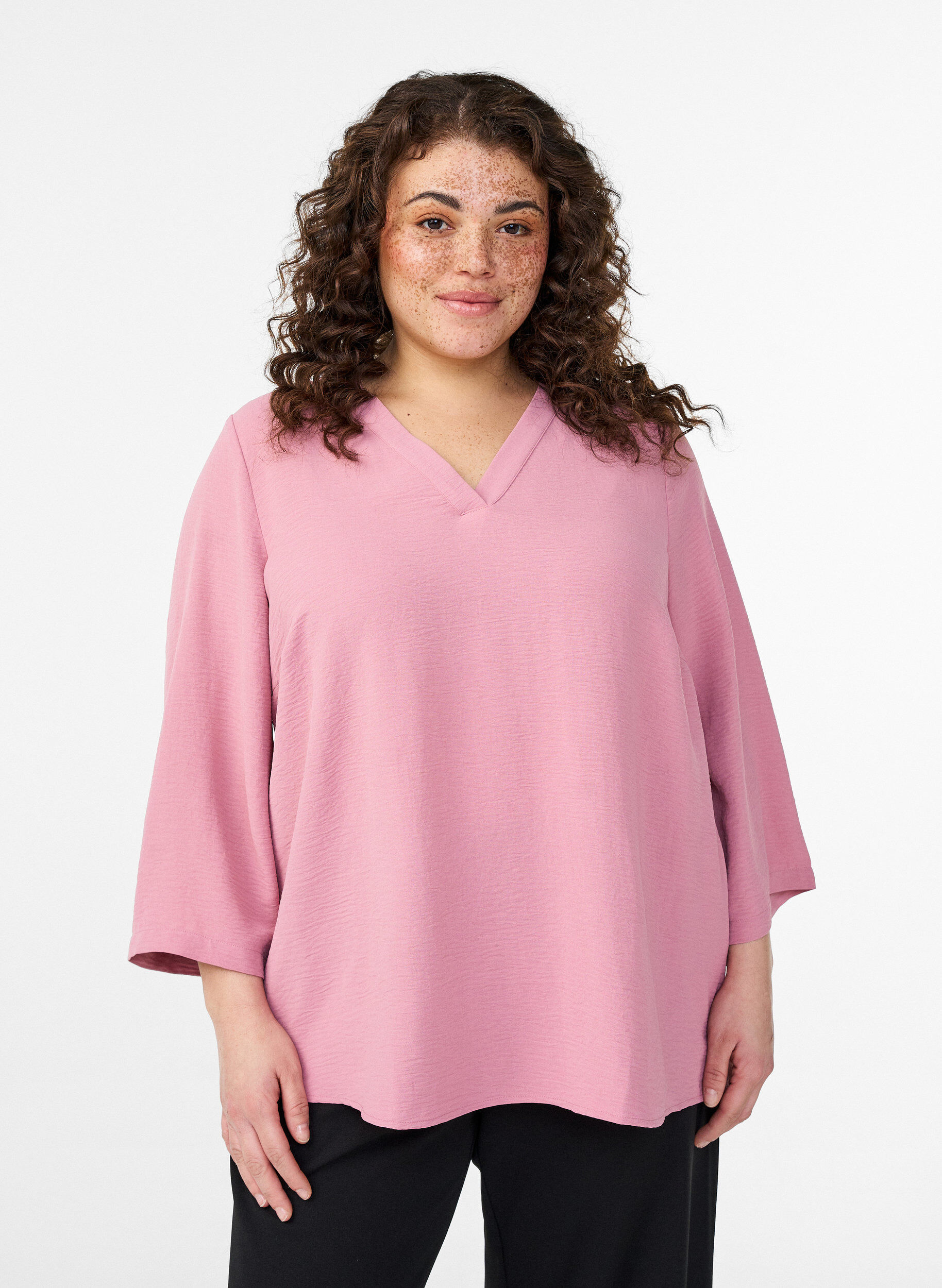 ZizziBlouse &agrave; manches 3/4, Rose, Model image number 0