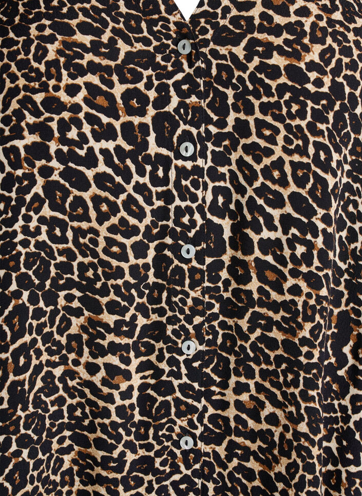 Robe midi à manches longues en viscose imprimée, Marron, Packshot image number 2