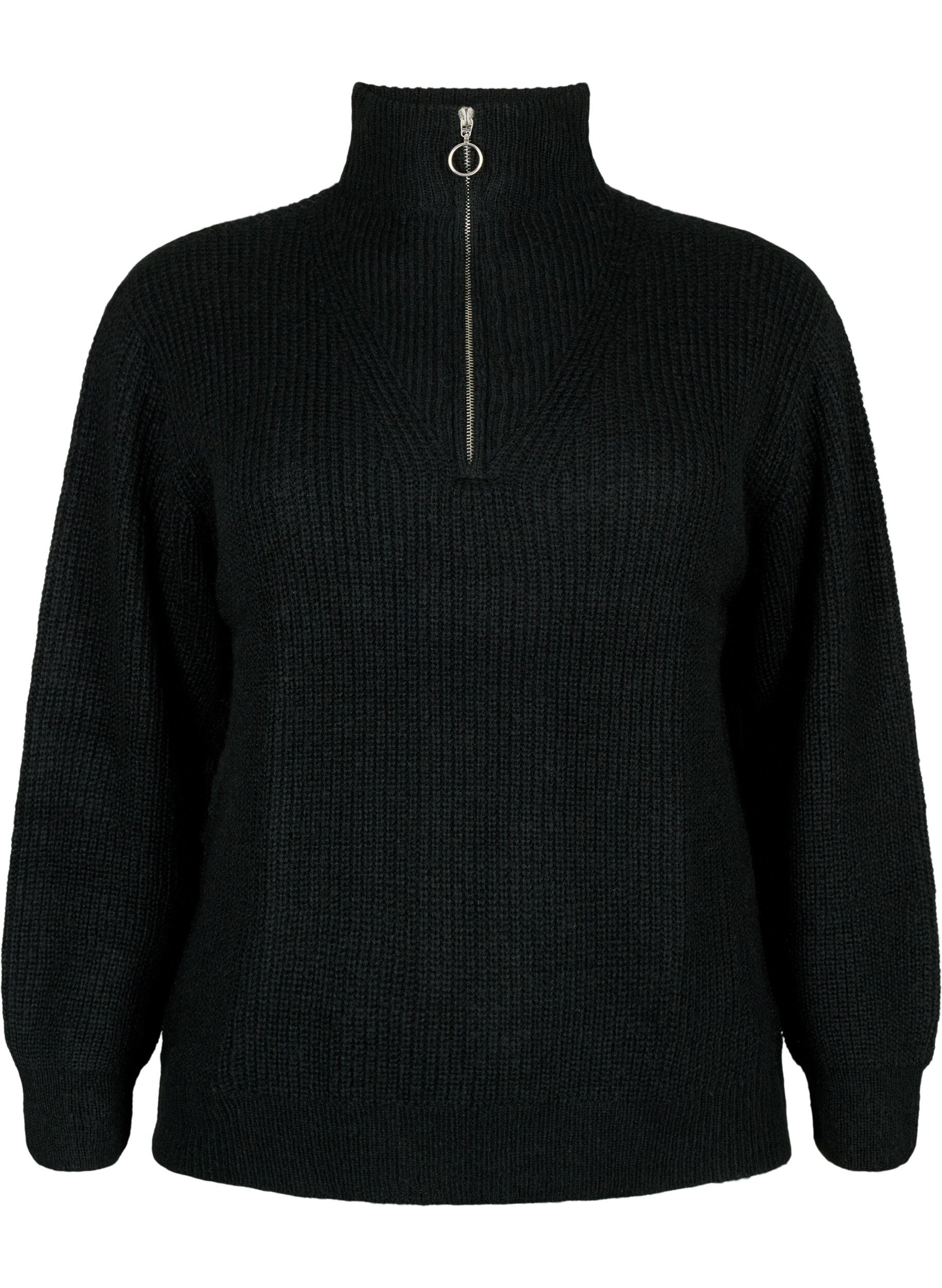 FLASH - Strickpullover mit hohem Kragen und Rei&szlig;verschluss