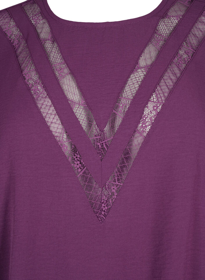 Blouse à manches longues avec de la dentelle, Deep Purple, Packshot image number 2