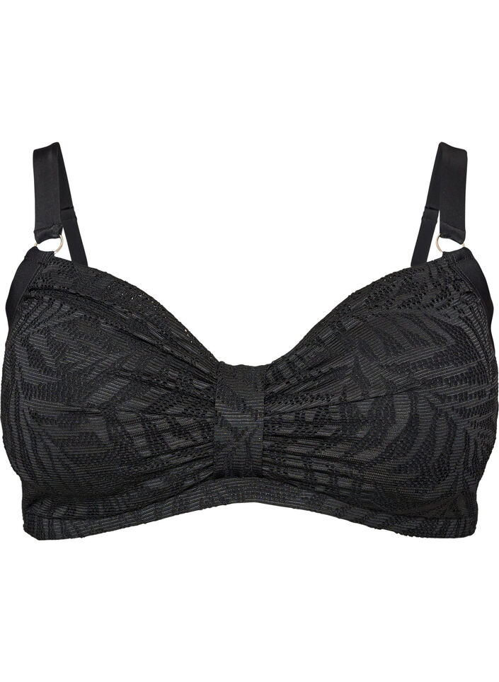 Haut de bikini avec maille structur&eacute;e et coussinets amovibles, Noir, Packshot image number 0