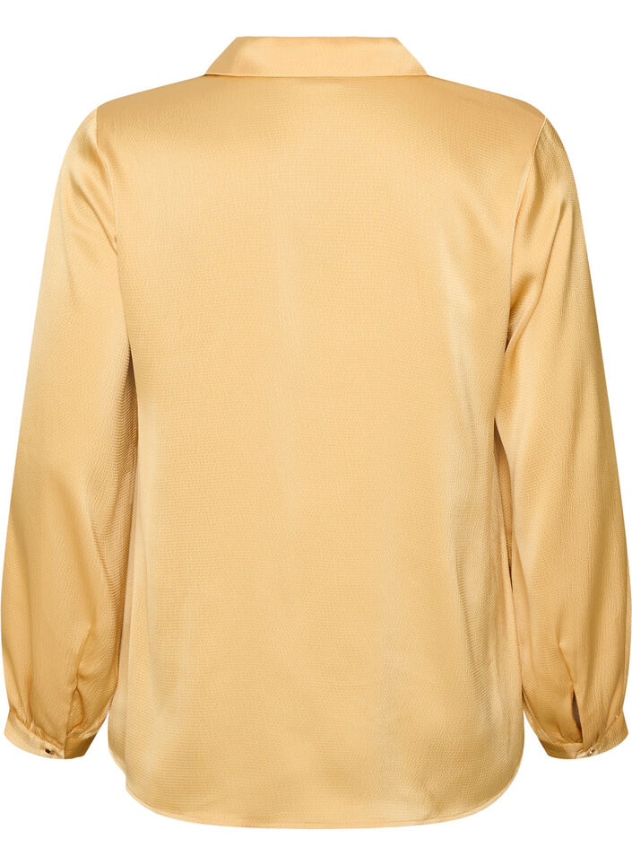 Blouse avec col de chemise et col en V, Jaune clair, Packshot image number 1