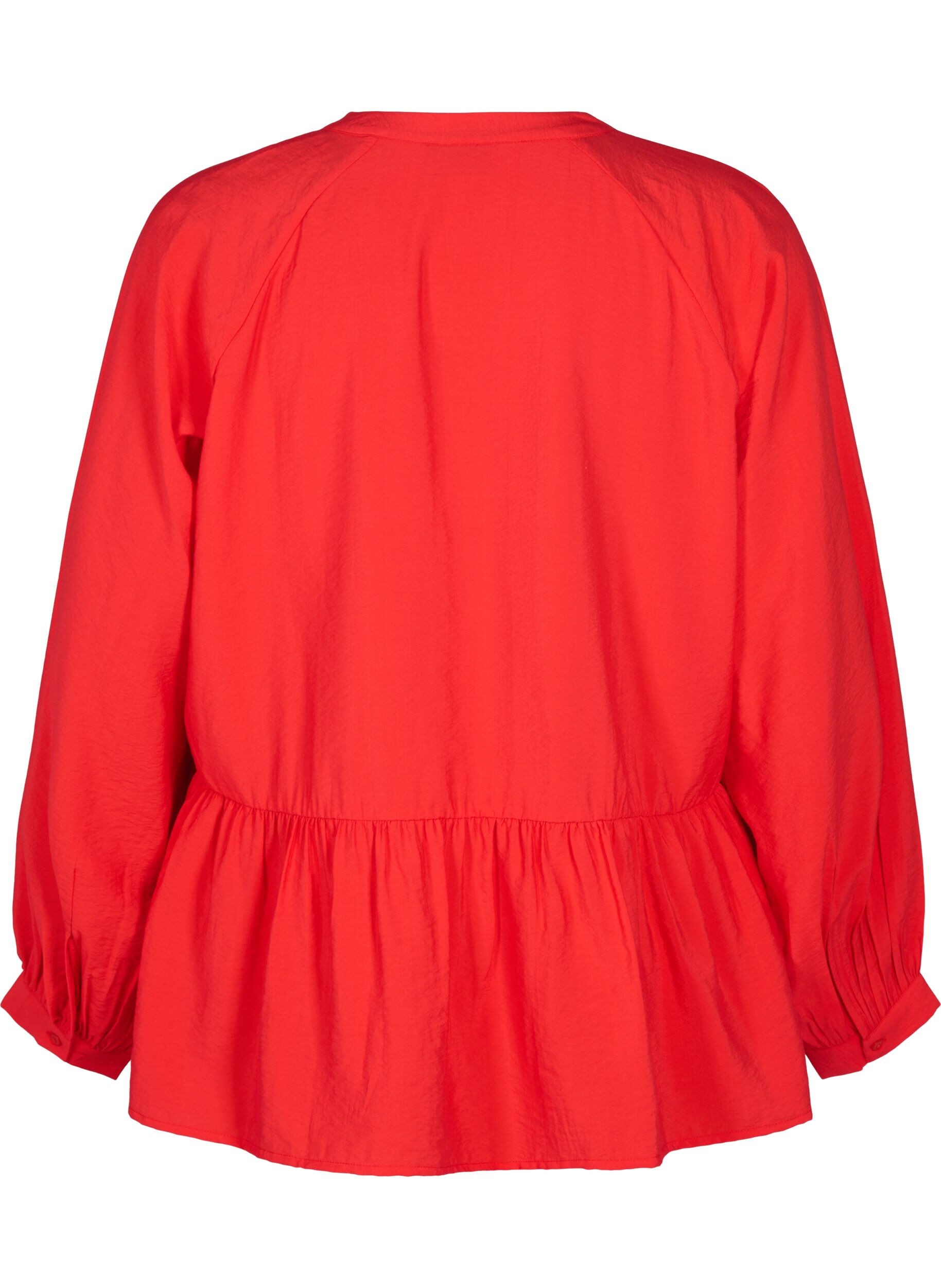 Zizzi Bluse mit Schleife und langen &Auml;rmeln, Rot, Packshot image number 1