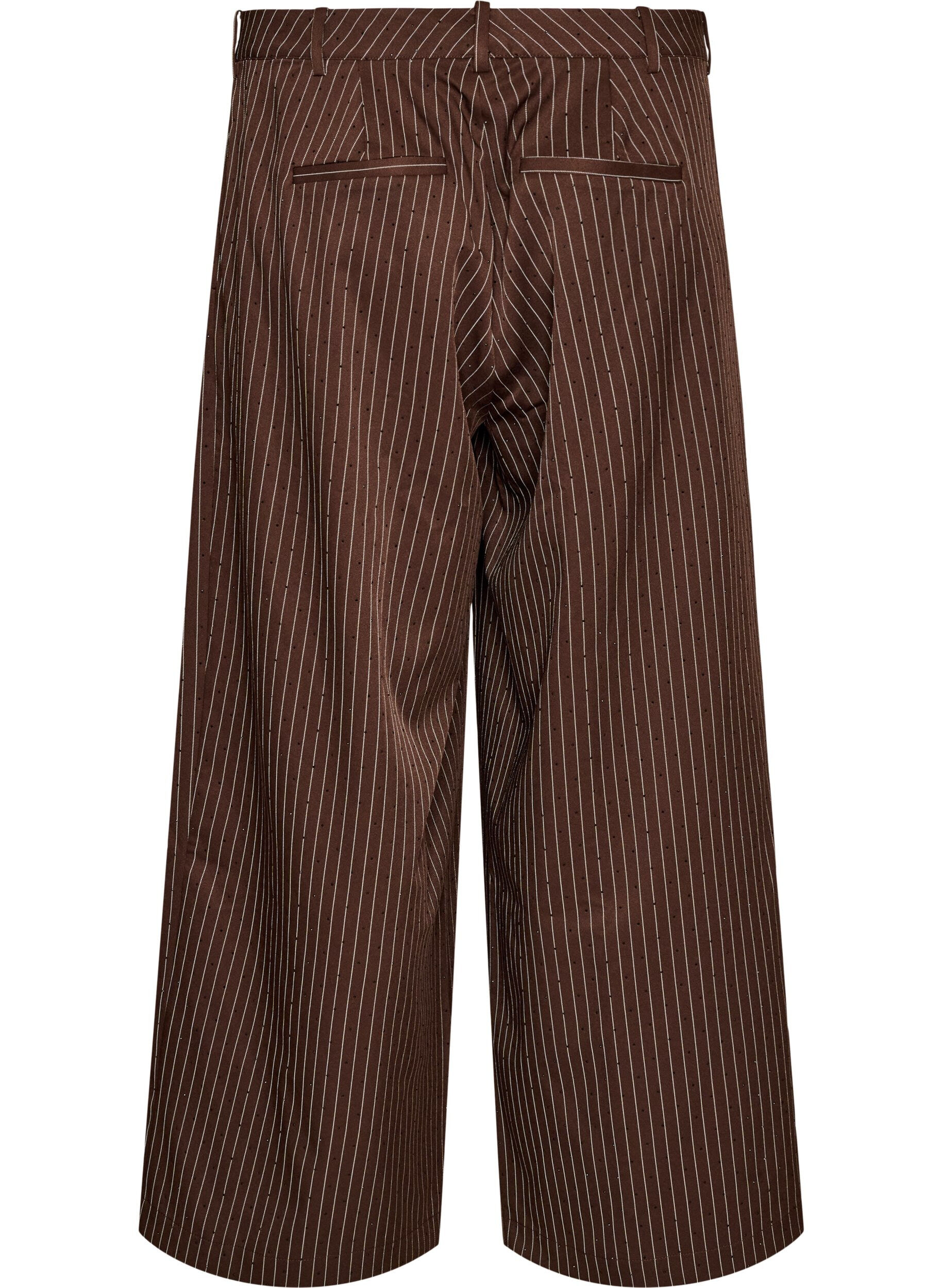 ZizziPantalon coupe amples &agrave; rayures tennis avec strass, Marron, Packshot image number 1