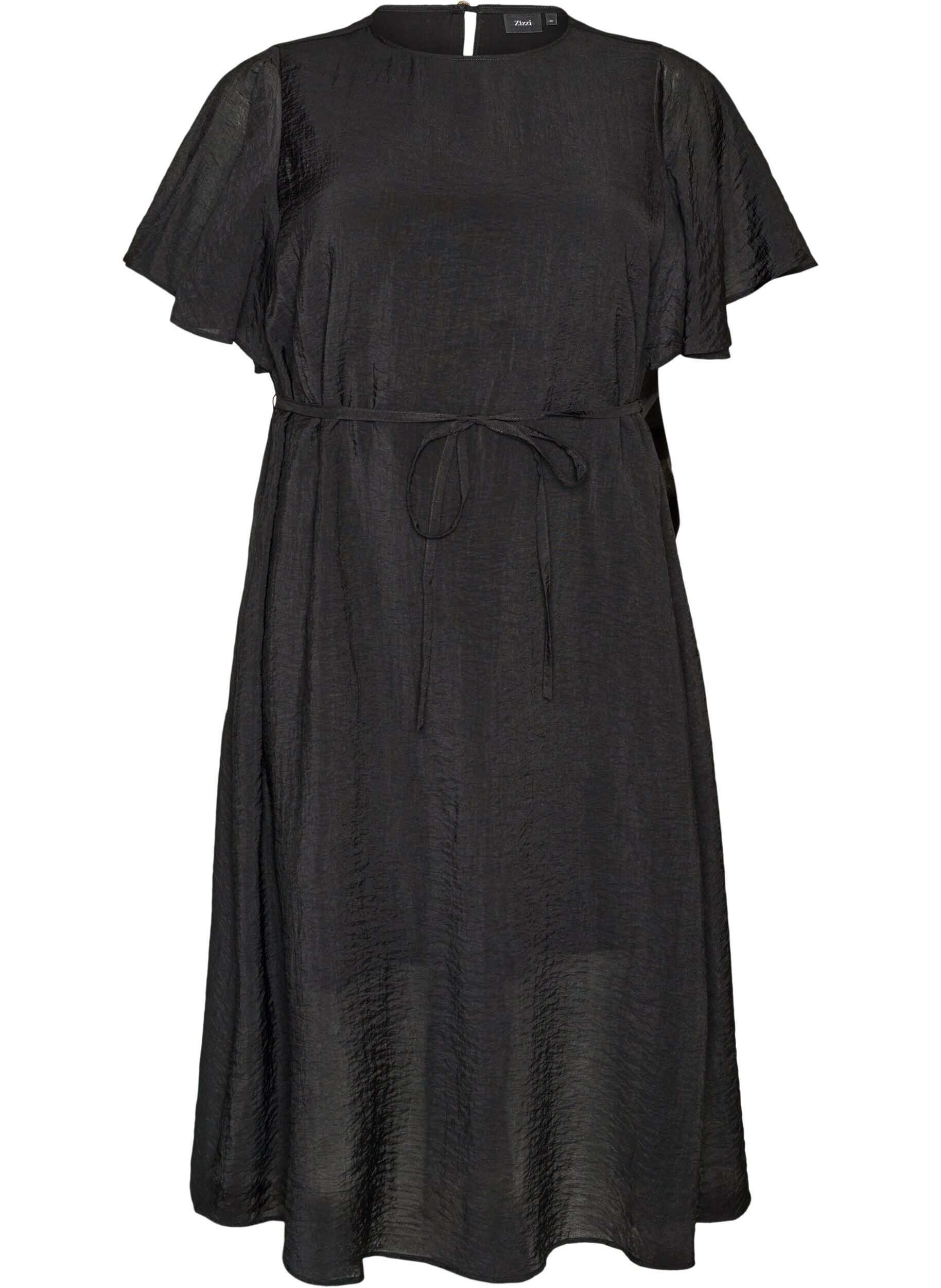 Robe longue avec manches papillon et taille &agrave; nouer
