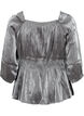 Blouse de couleur argentée avec manches 3/4 et smocks, Dark Silver, Packshot image number 1