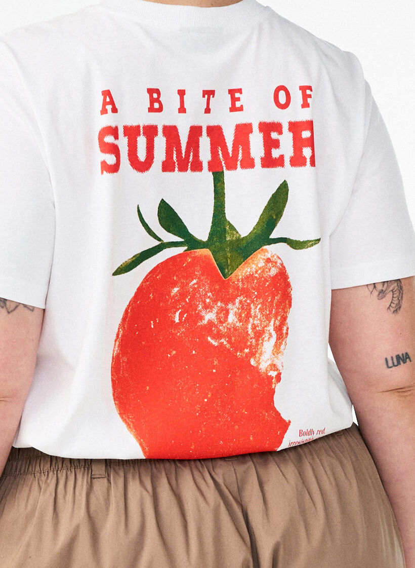 T-Shirt aus Baumwolle mit Print, Wei&szlig;, Model image number 3