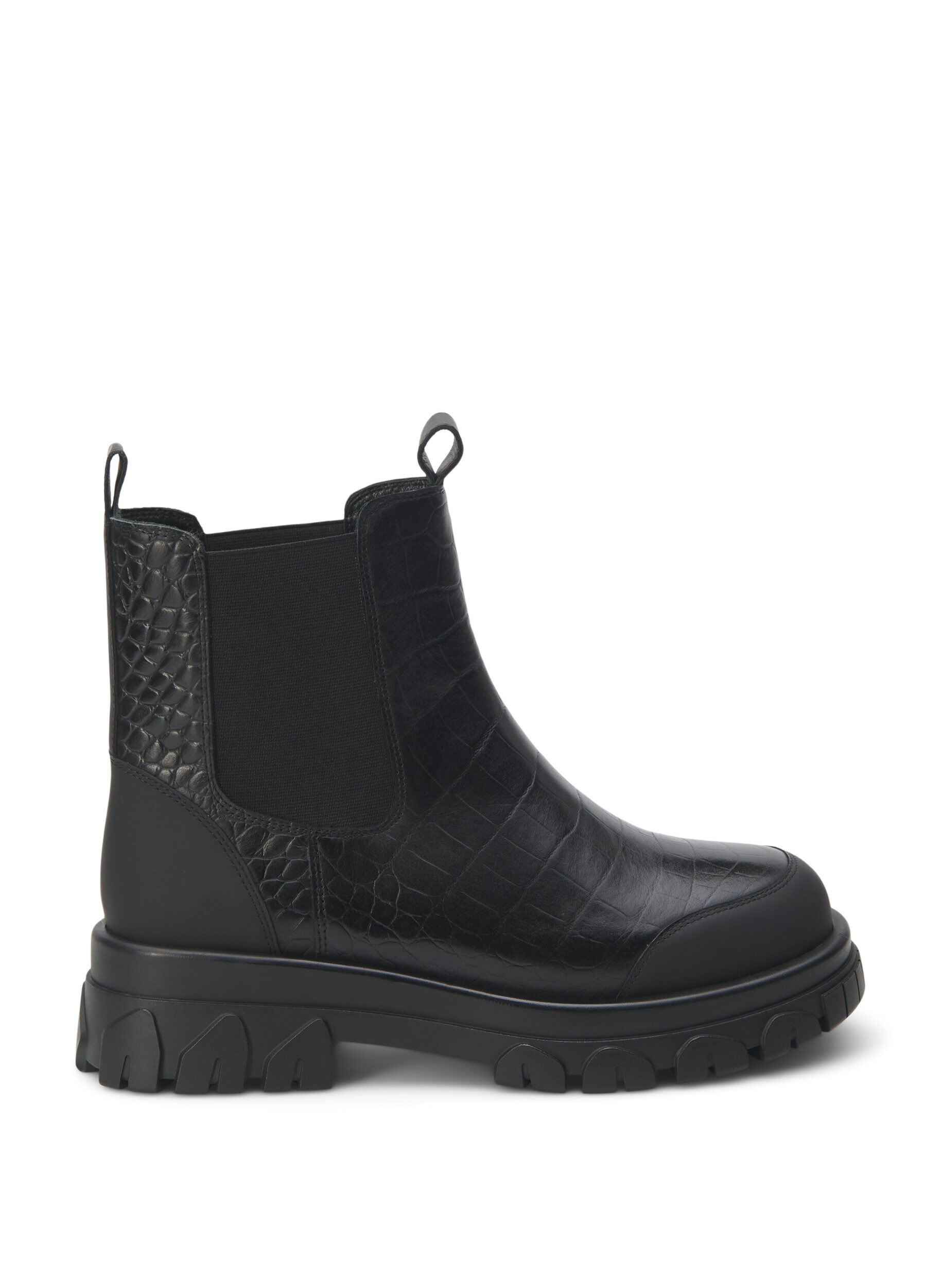 Zizzi Extra-Weite &ndash; Croco Chelsea-Stiefel aus Leder, Black, Packshot image number 0