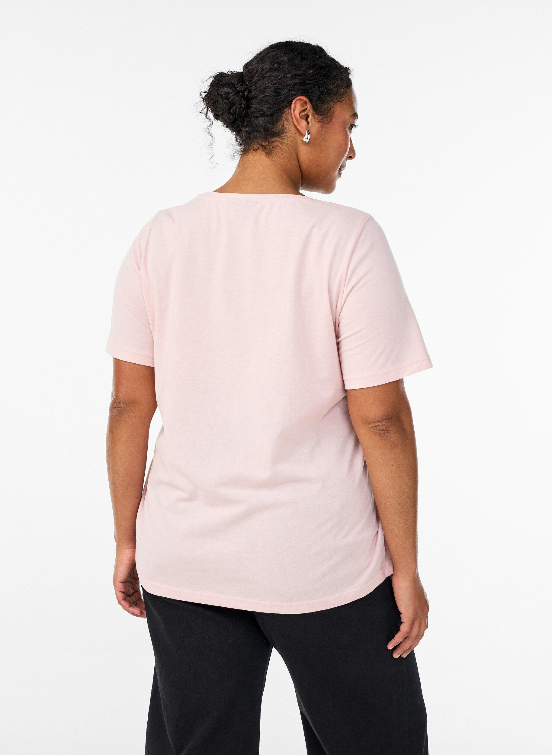 Zizzi T-shirt imprim&eacute;, Rose poudr&eacute;e, Model image number 2