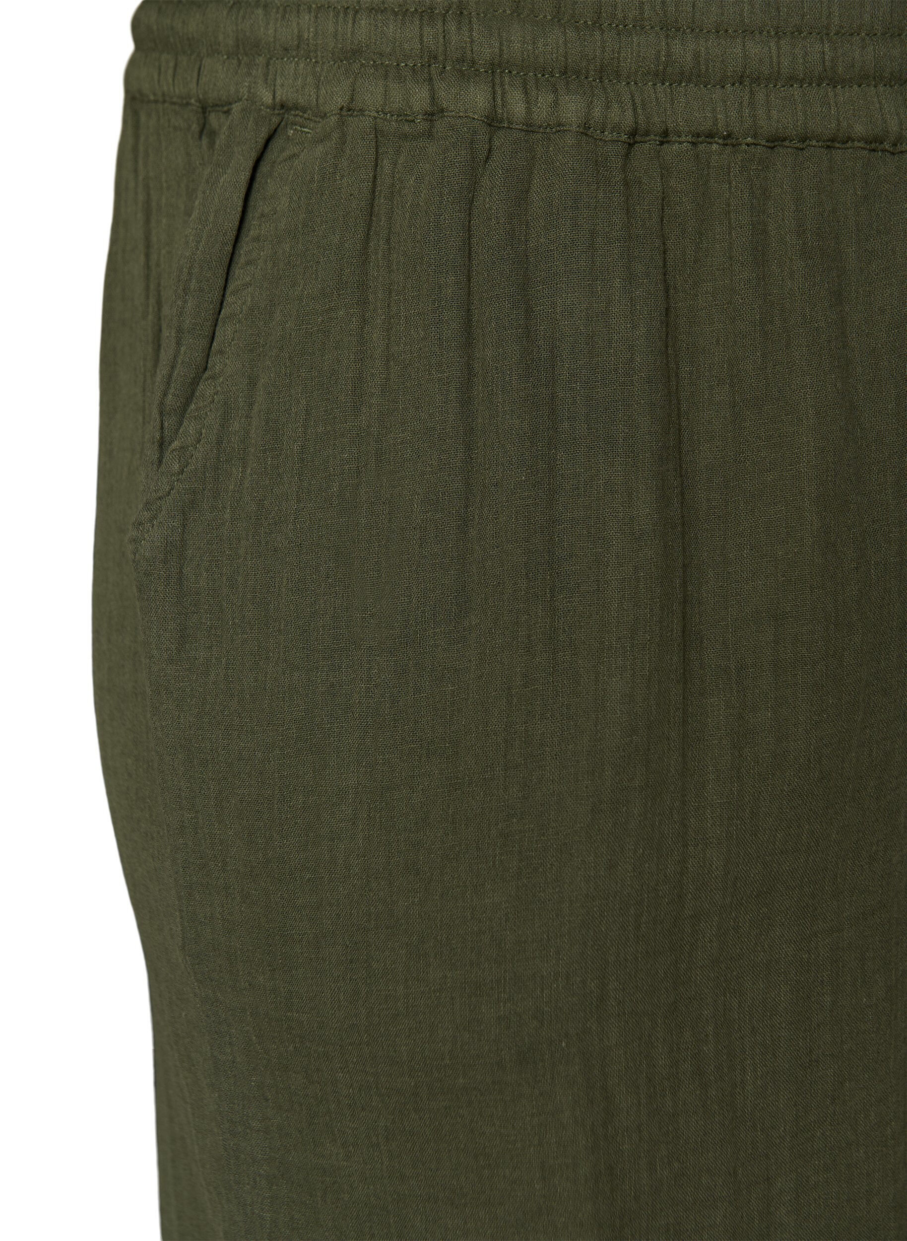 ZizziShort ample en mousseline de coton taille haute, Vert, Packshot image number 3