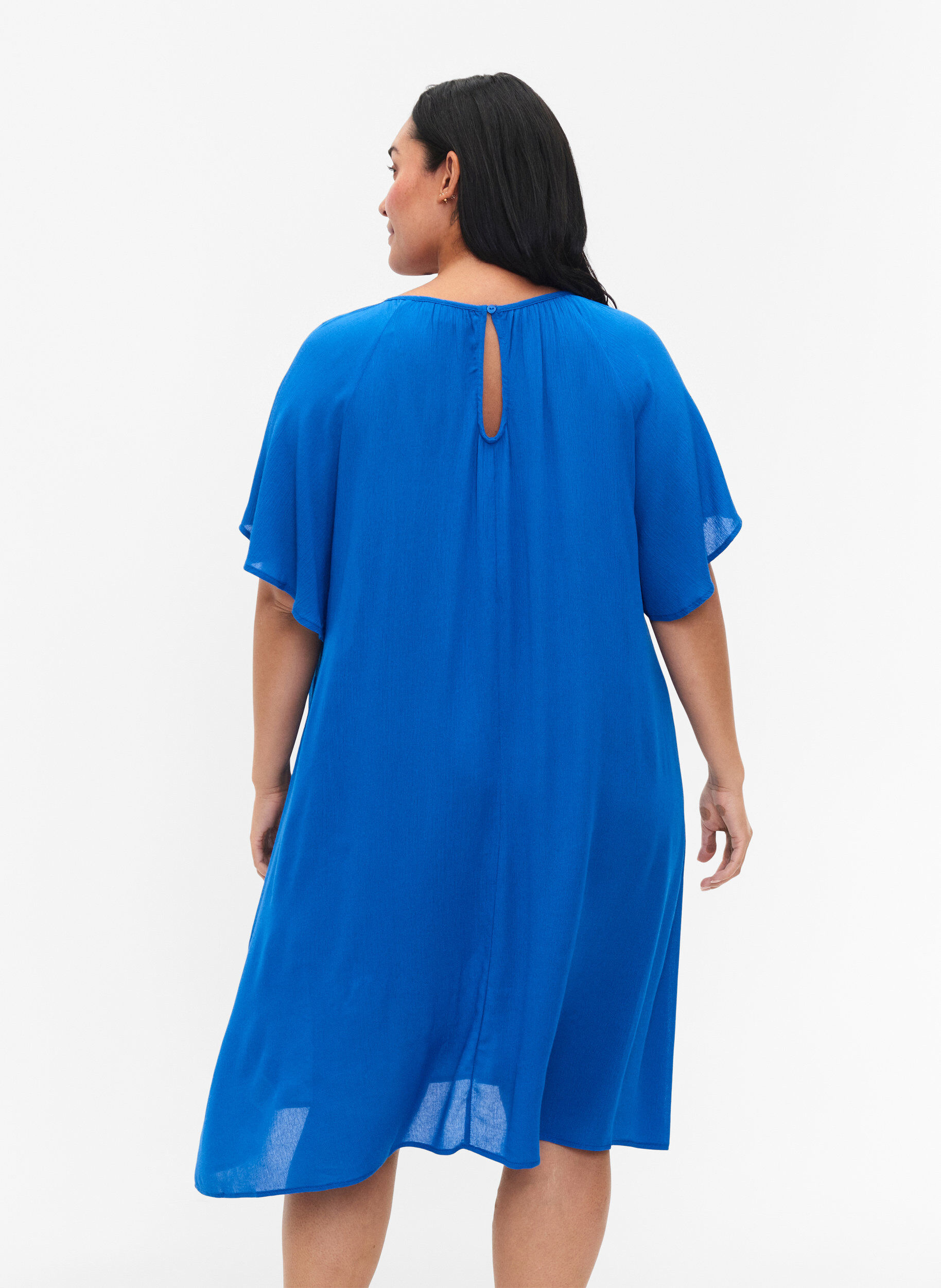 Zizzi Kleid aus Viskose mit kurzen &Auml;rmeln, Victoria blue, Model image number 1