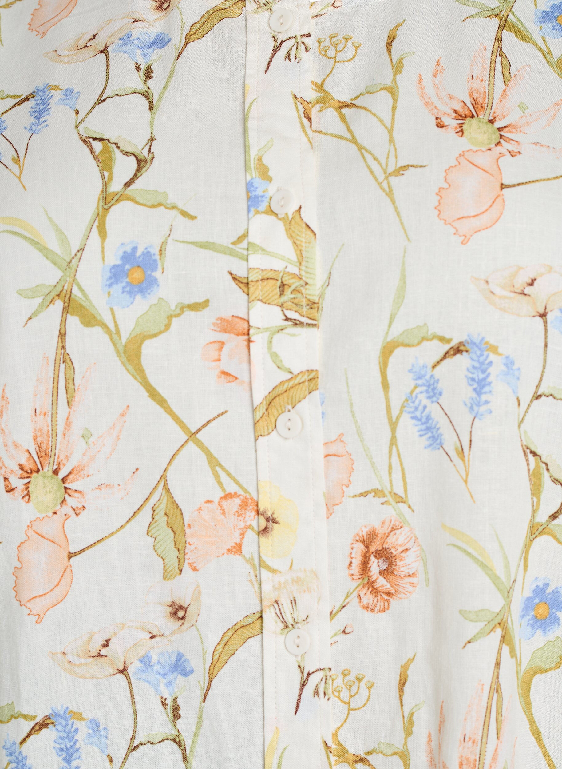 Zizzi Hemdbluse aus Leinen und Viskose mit 3/4-&Auml;rmeln, Vanille, Packshot image number 2