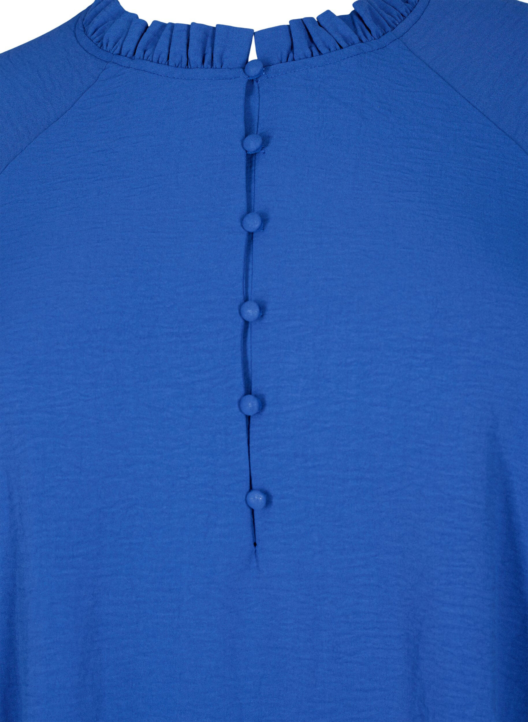 Zizzi Blouse avec volants et boutons, Deep Ultramarine, Packshot image number 2