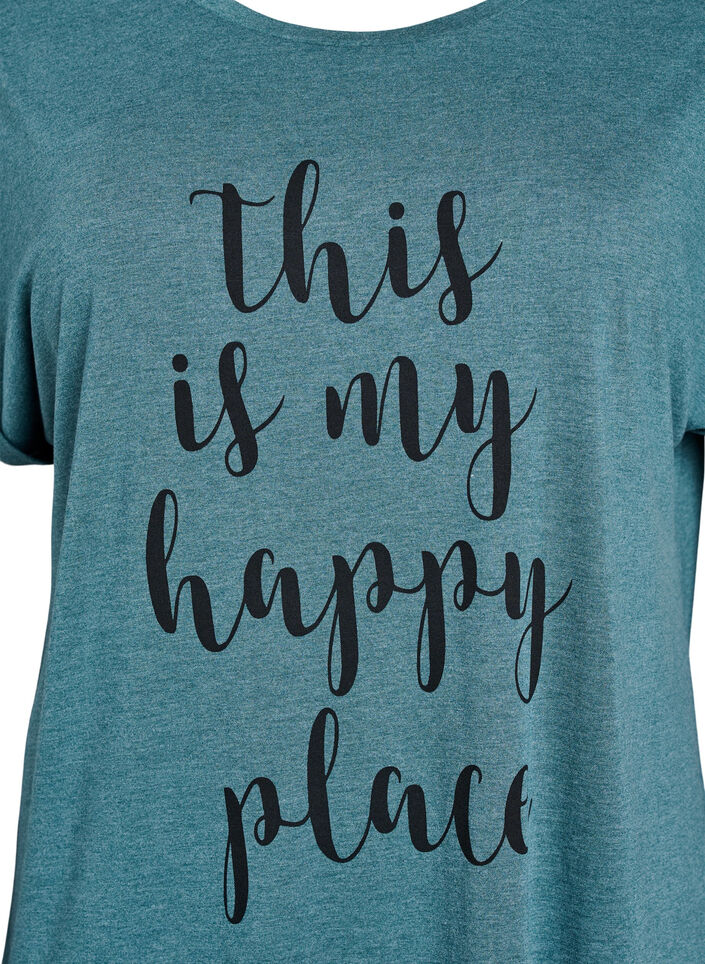 Chemise de nuit &agrave; manches courtes avec imprim&eacute; de texte, Vert fonc&eacute;, Packshot image number 2