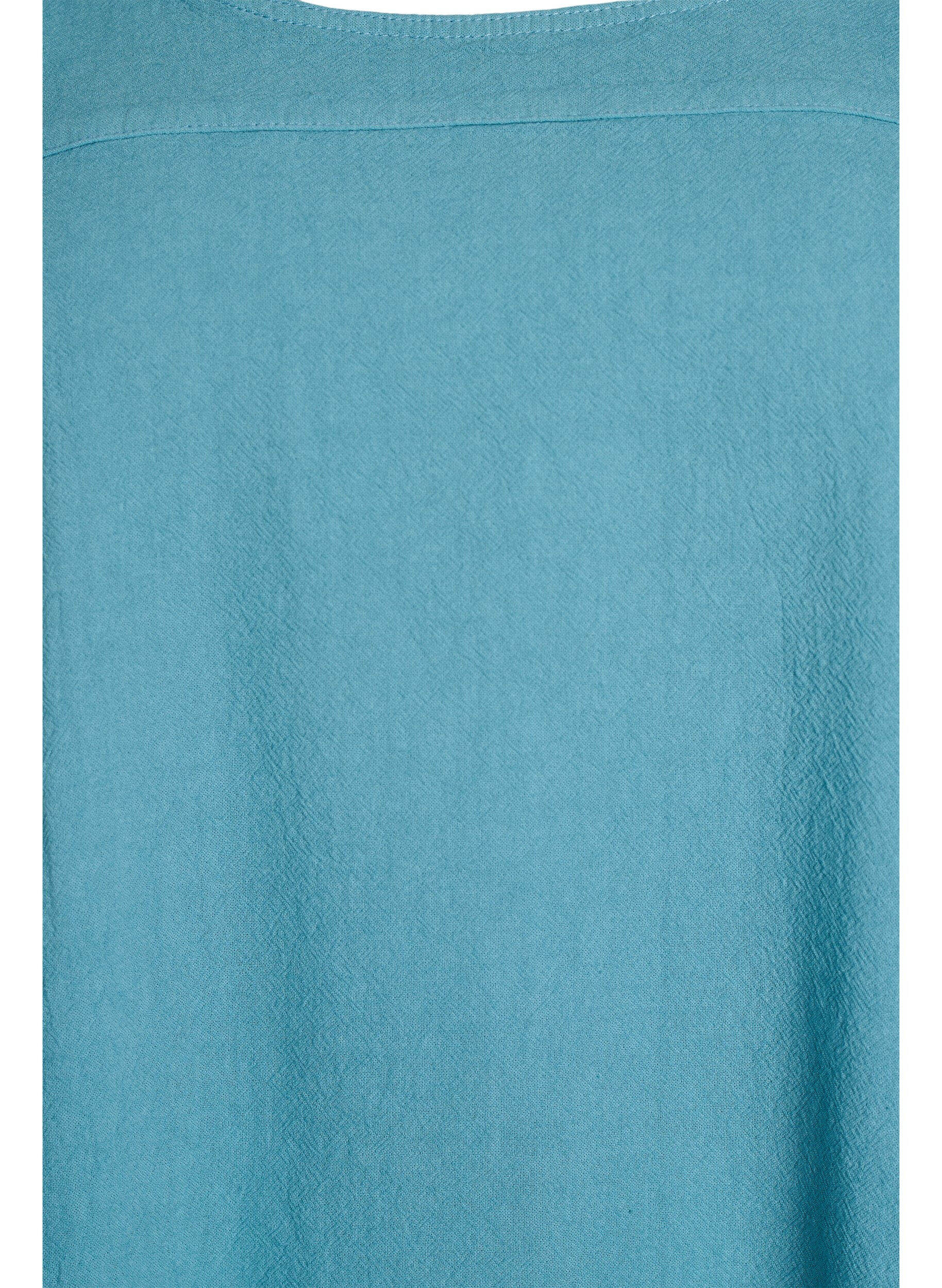 Zizzi Kurzarm Kleid aus Baumwolle, Blau, Packshot image number 2