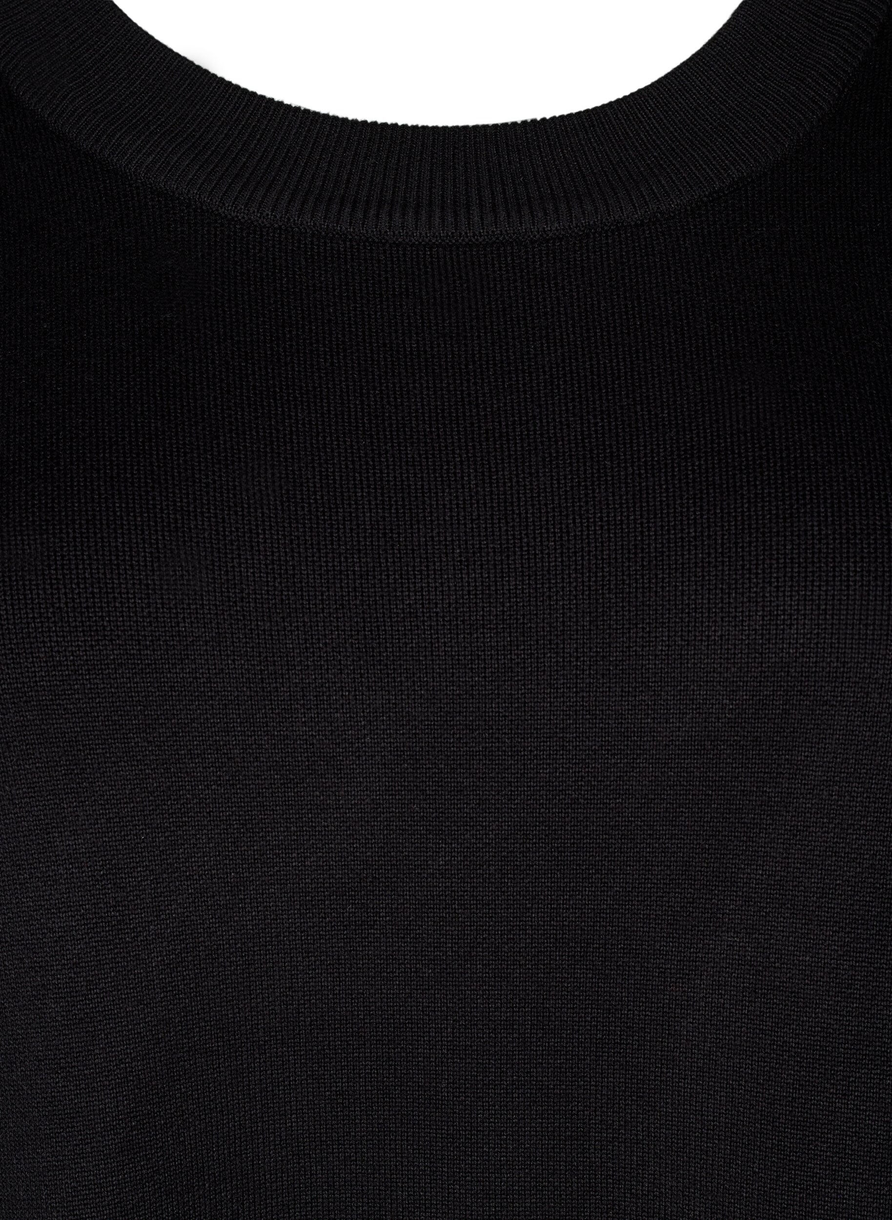 Zizzi Robe en maille avec d&eacute;tails brod&eacute;s, Black Medium G. Comb, Packshot image number 2