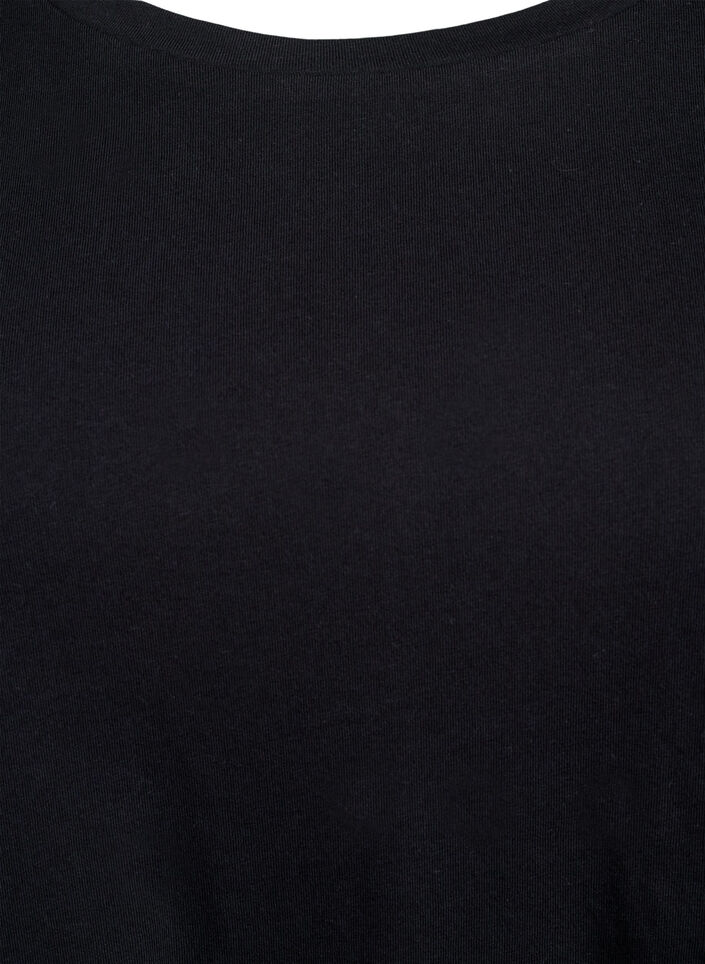 T-shirt à col rond et coupe évasée, Noir, Packshot image number 2