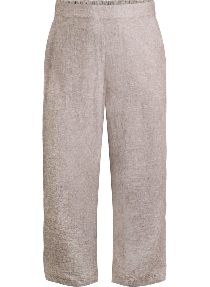 Lockere Hose aus Leinen und Viskose, Braun, Packshot image number 0