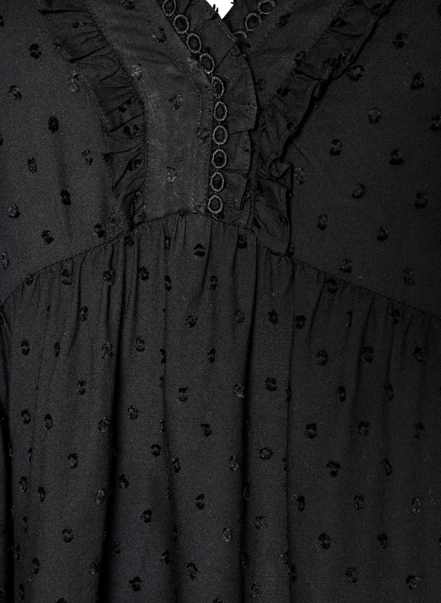 ZizziBlouse en viscose avec texture &agrave; pois et col V, Noir, Packshot image number 2