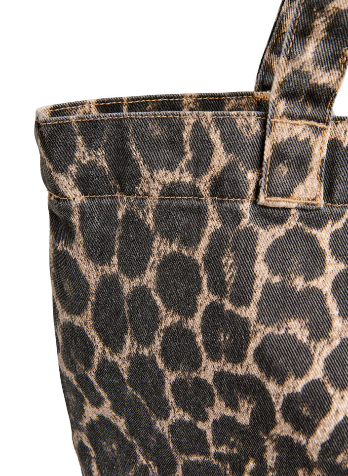 Sac &agrave; commissions Denim &agrave; imprim&eacute; l&eacute;opard, Marron, Packshot image number 2