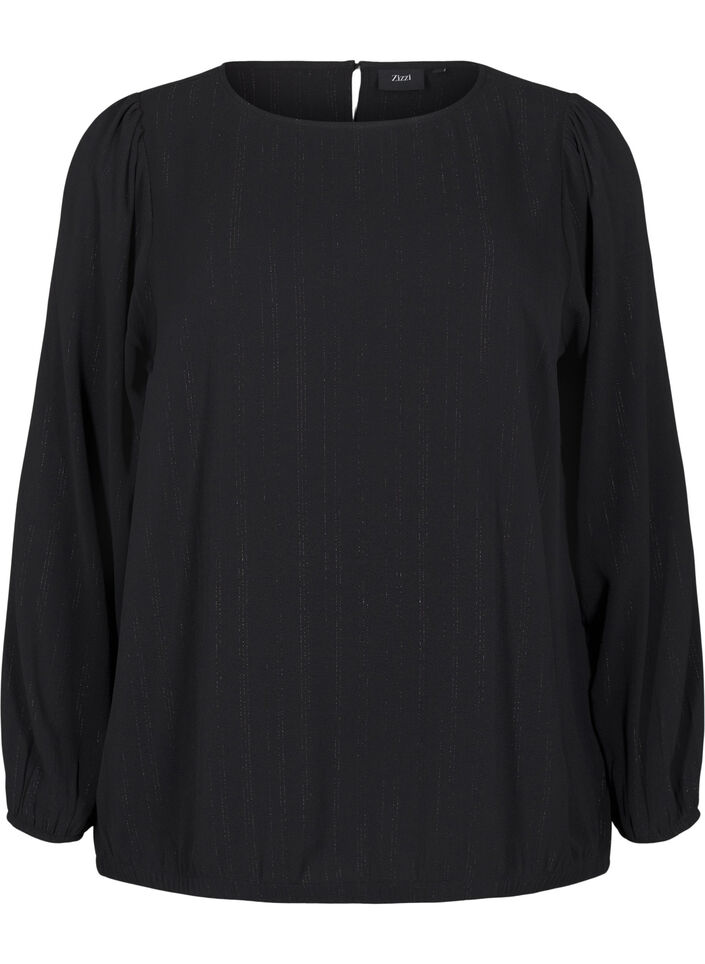 Bluse mit Silberglitzer, Schwarz, Packshot image number 0