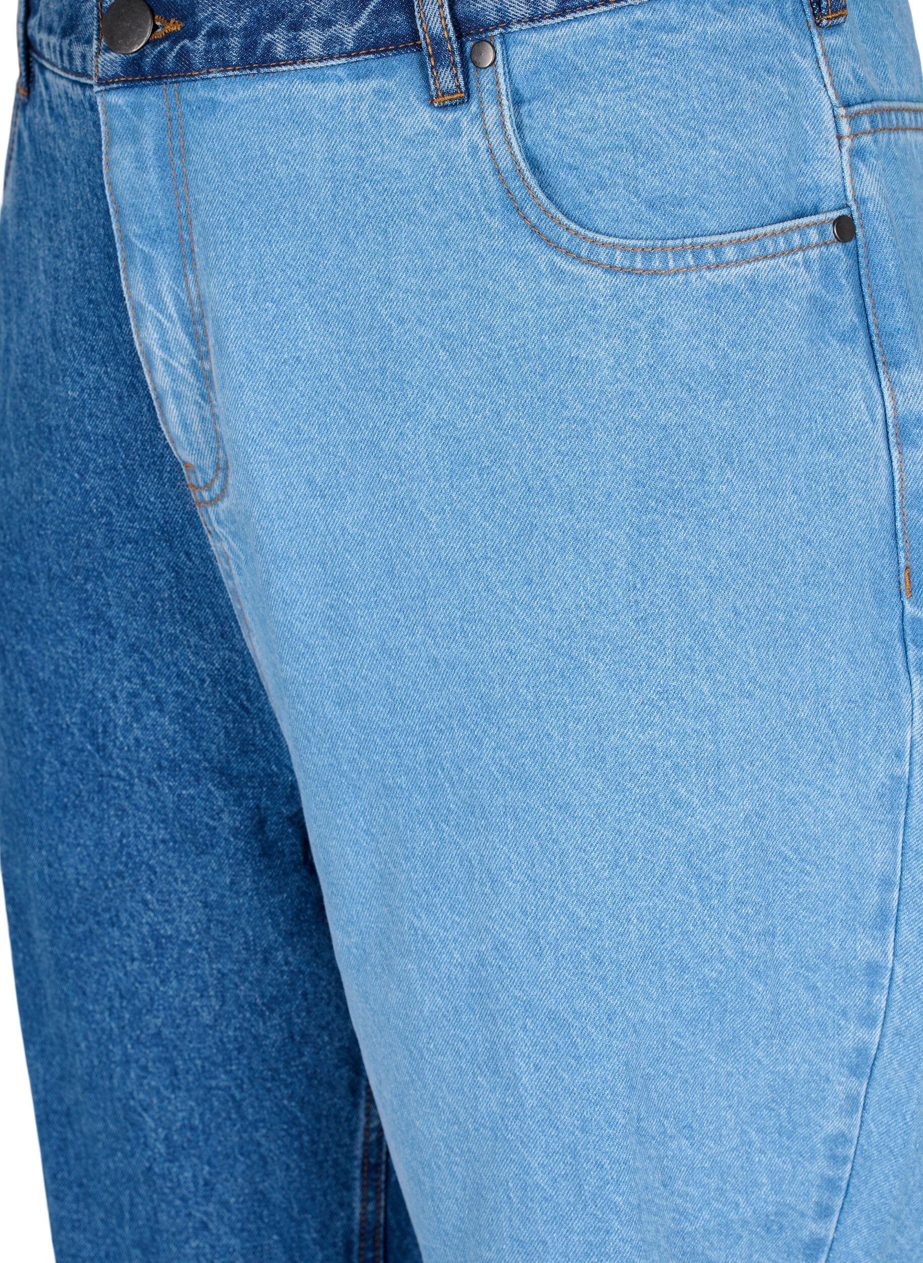Zizzi Two-Tone Mille Mom Fit Jeans, Lt. B. Comb, Packshot image number 2