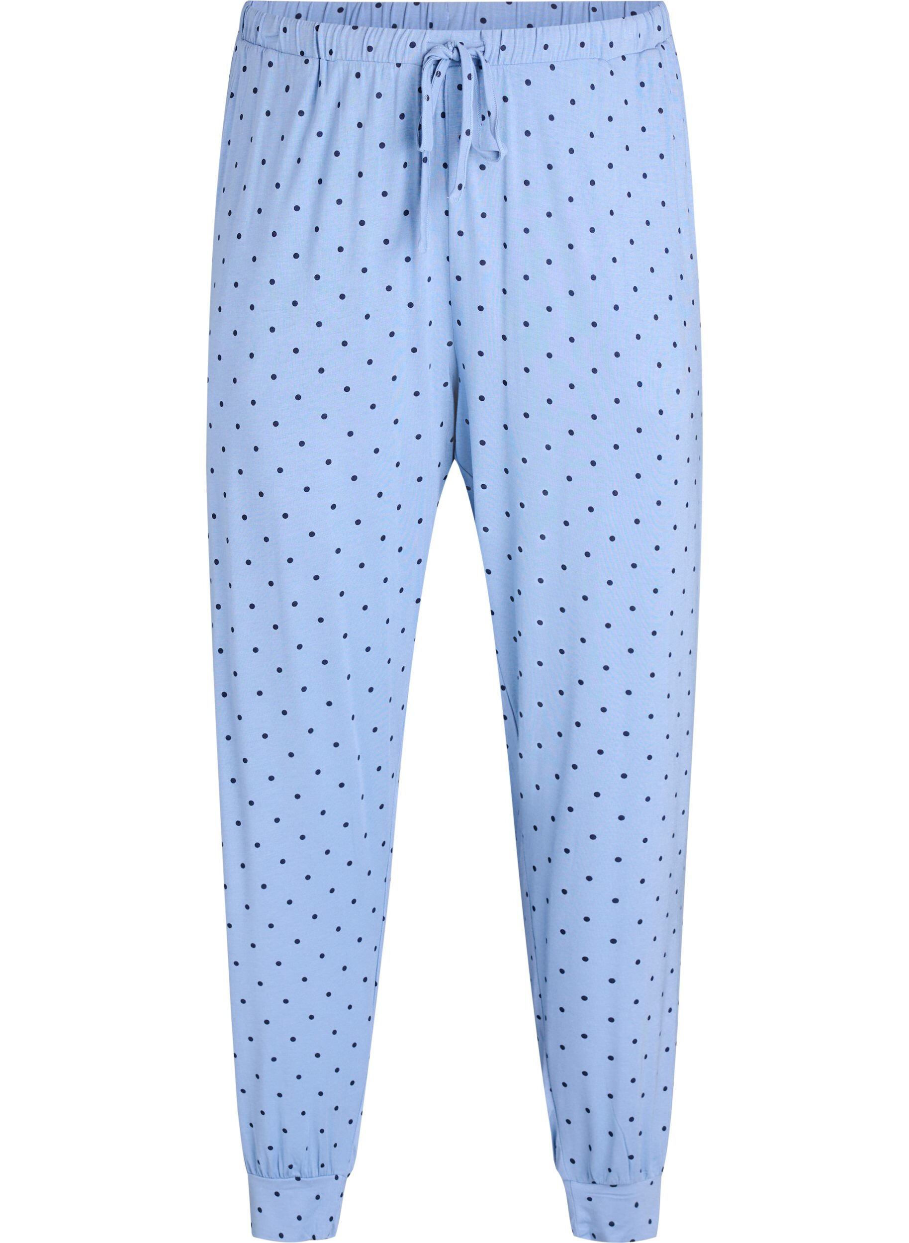 ZizziPantalon de nuit taille haute en modal, Bleu, Packshot image number 0