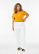 T-shirt &agrave; manches courtes en coton m&eacute;lang&eacute;, Jaune, Model image number 1