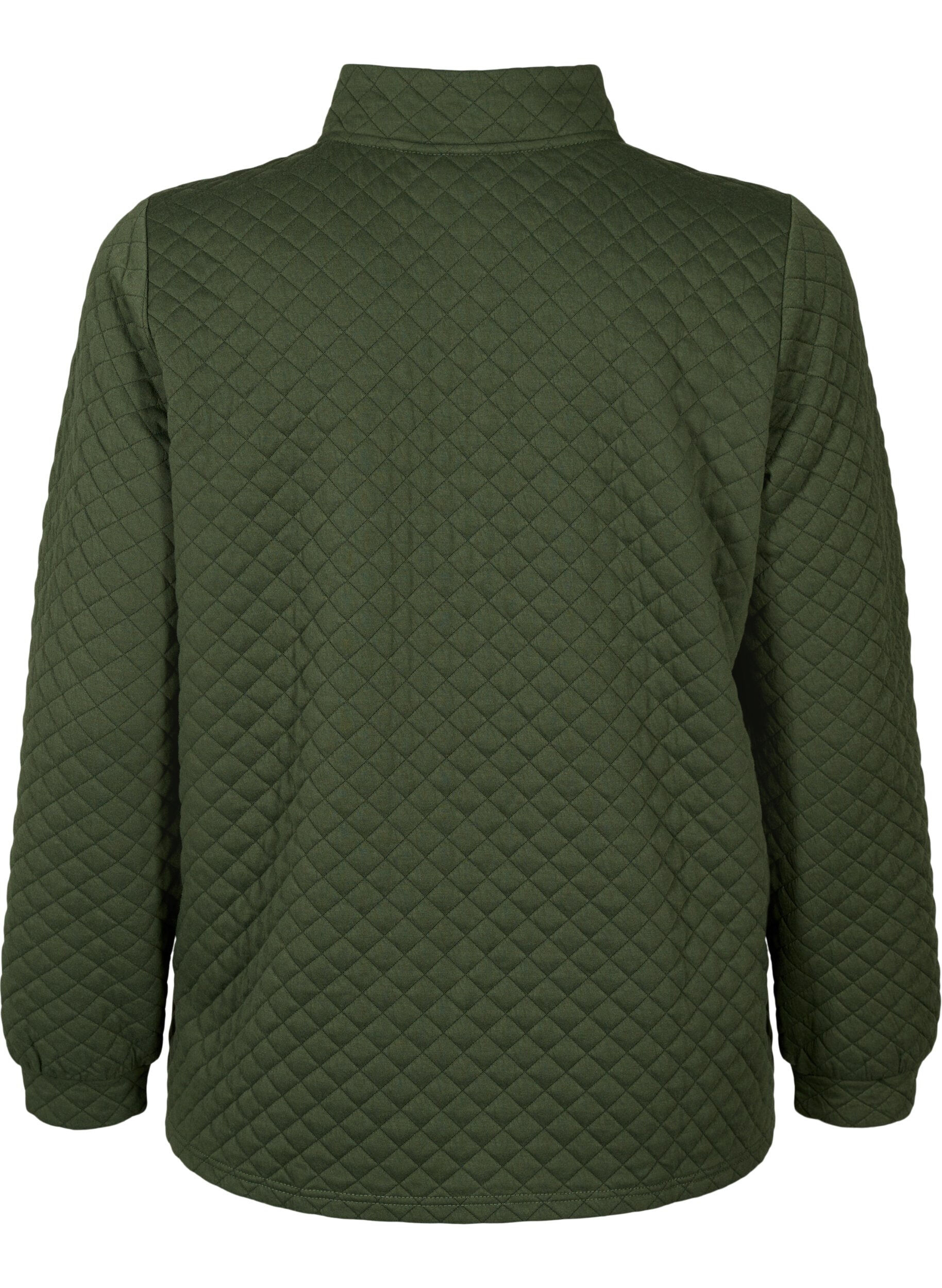 Zizzi Gestepptes Sweatshirt mit Rei&szlig;verschluss, Thyme, Packshot image number 1