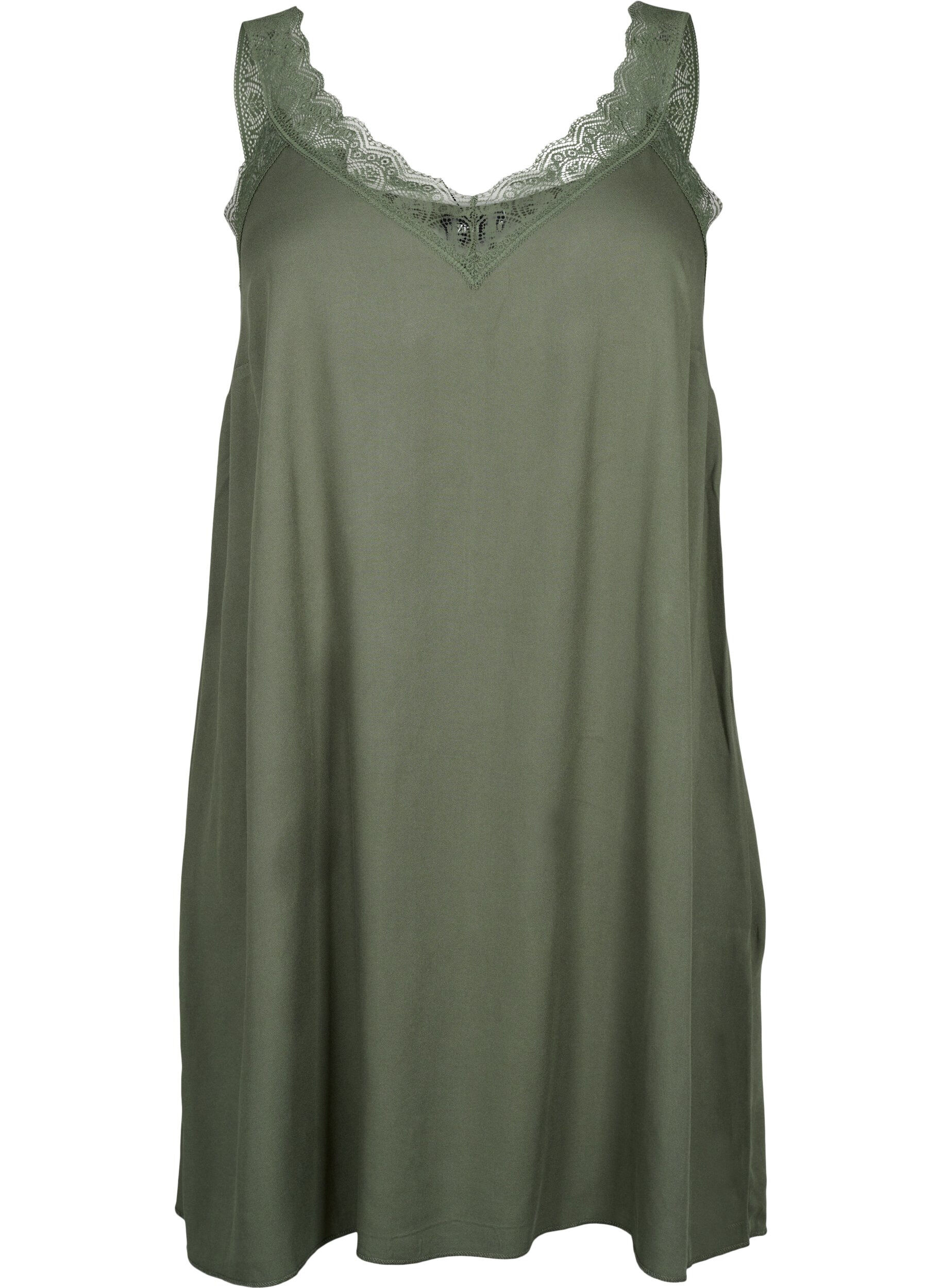 Zizzi Tr&auml;gerkleid aus Viskose mit Spitze, Thyme, Packshot image number 0