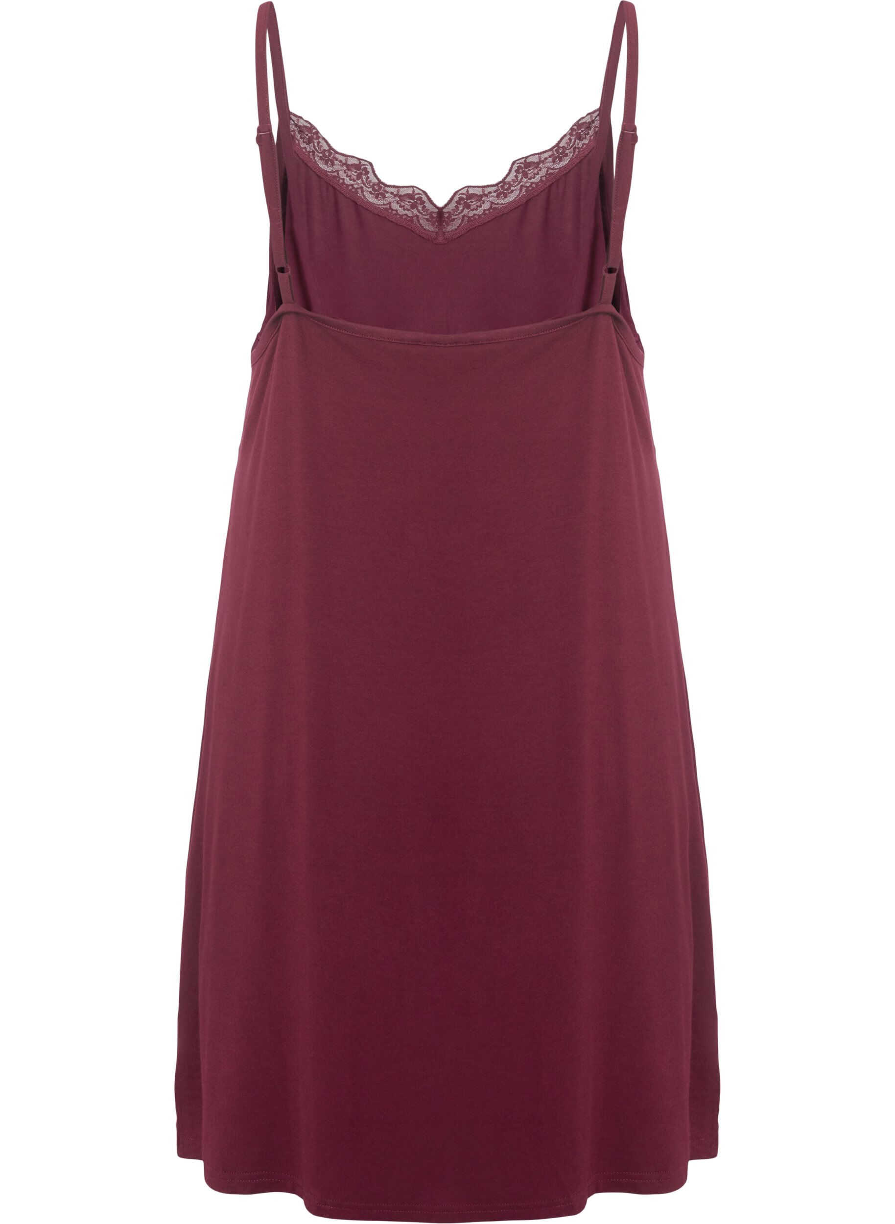 Zizzi Neglig&eacute; mit Spitzensaum aus Viskose, Rot, Packshot image number 1