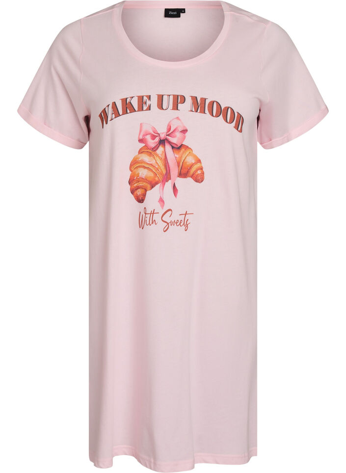 Chemise de nuit &agrave; manches courtes en coton biologique, Rose, Packshot image number 0