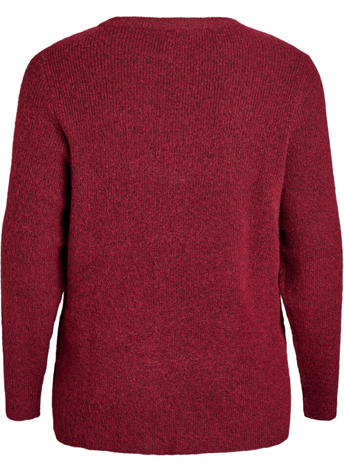 Blouse en maille chin&eacute;e &agrave; col rond, Bordeaux, Packshot image number 1