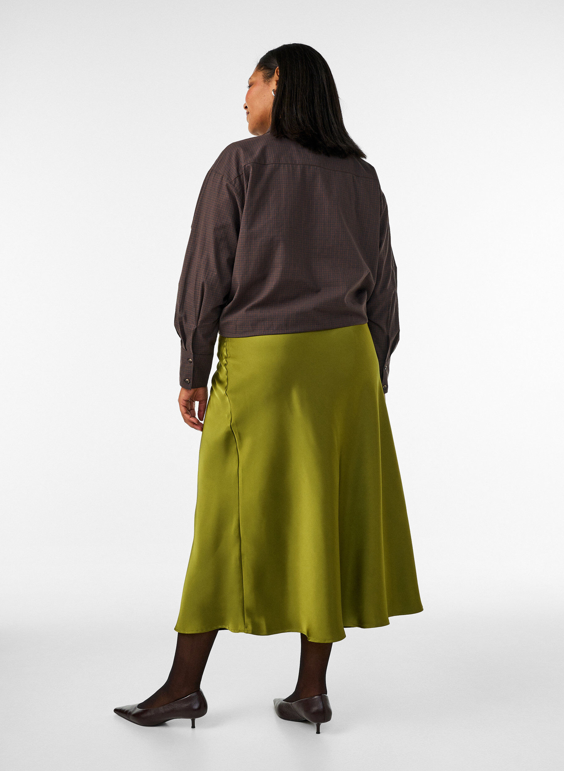 ZizziJupe midi en satin, Vert, Model image number 1