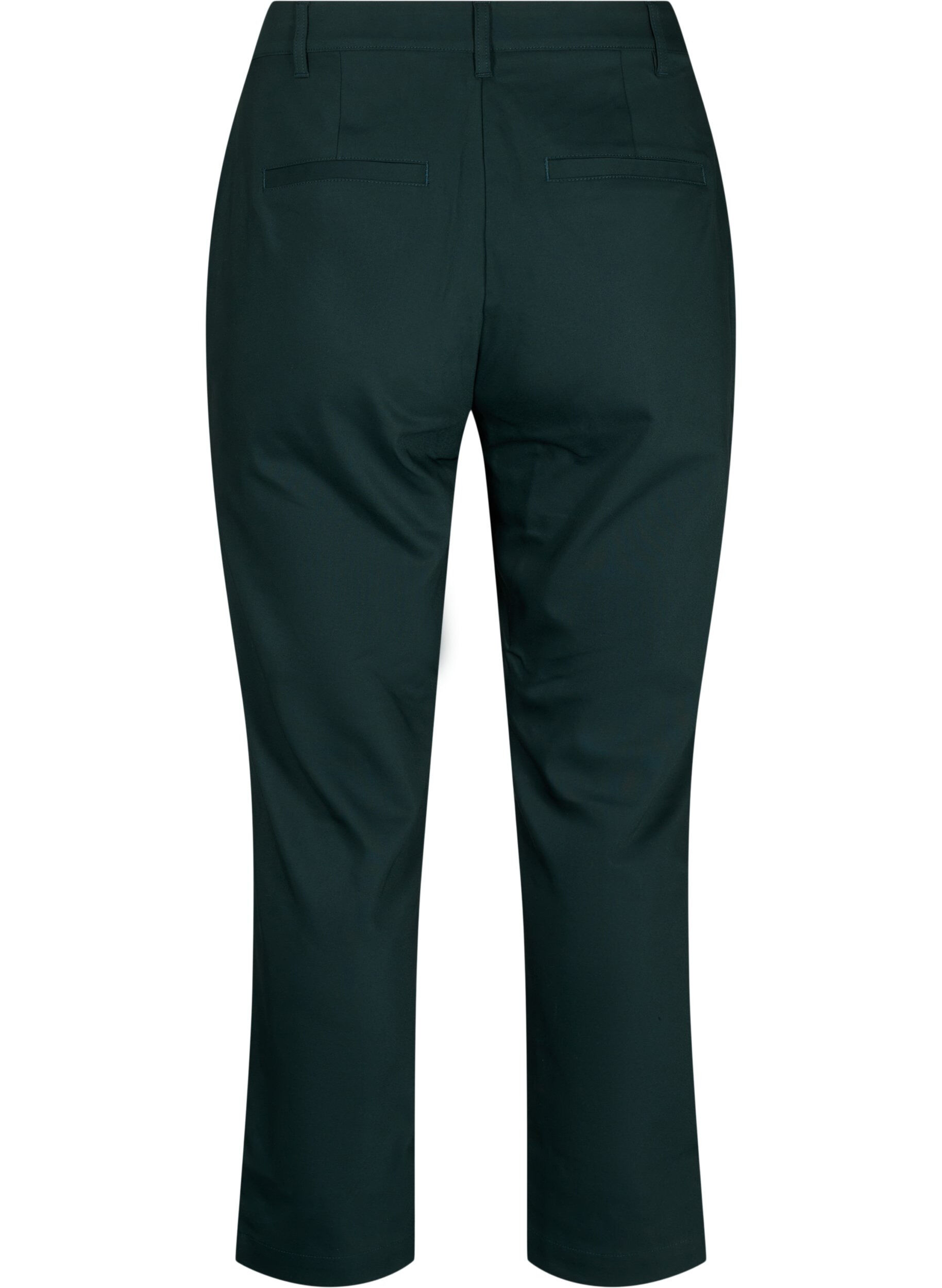 Zizzi Pantalon coupe droite &agrave; taille haute, Vert fonc&eacute;, Packshot image number 1
