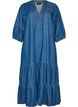 Robe longue en jean avec volants &eacute;tag&eacute;s, Bleu, Packshot image number 0
