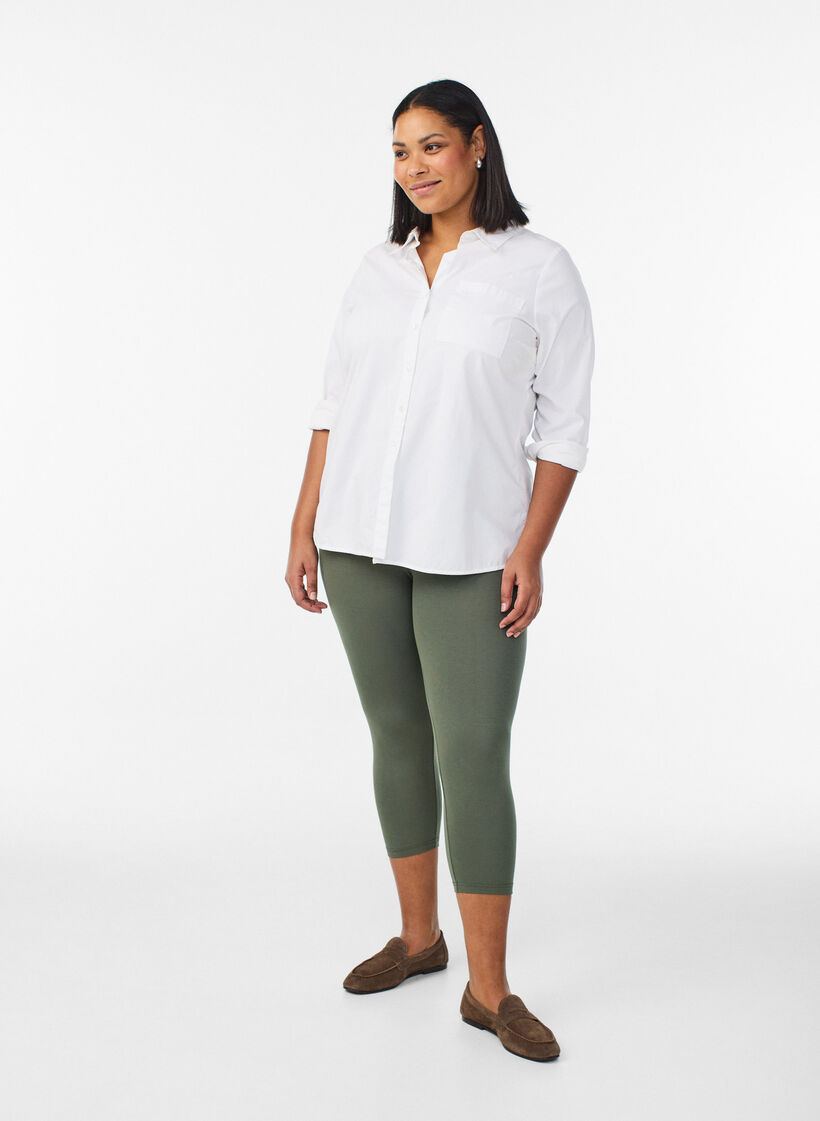 Leggings basiques longueur 3/4 en viscose, Vert, Model image number 1