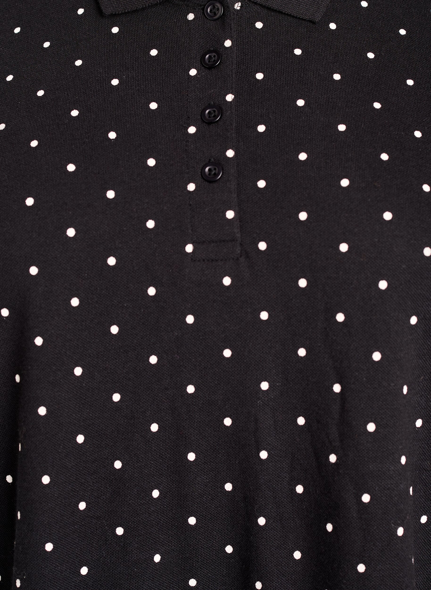 Zizzi Gepunktetes Poloshirt mit kurzen &Auml;rmeln, Schwarz, Packshot image number 2
