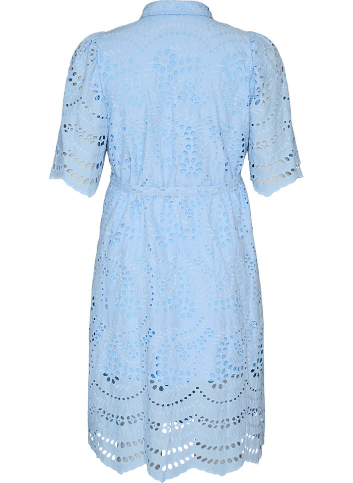 Robe chemise en broderie anglaise avec une ceinture &agrave; nouer, Bleu, Packshot image number 1