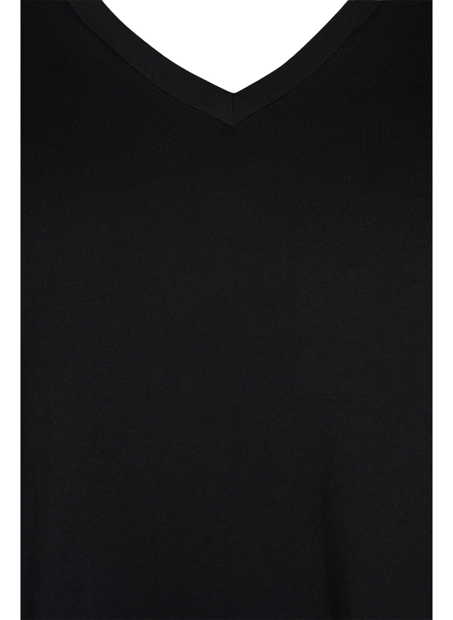 Zizzi T-shirt basiques 2-pack en coton, Black/Black, Packshot image number 2