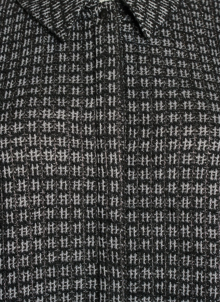 Bluse aus Bouclé mit kurzen Ärmeln, Schwarz, Packshot image number 2