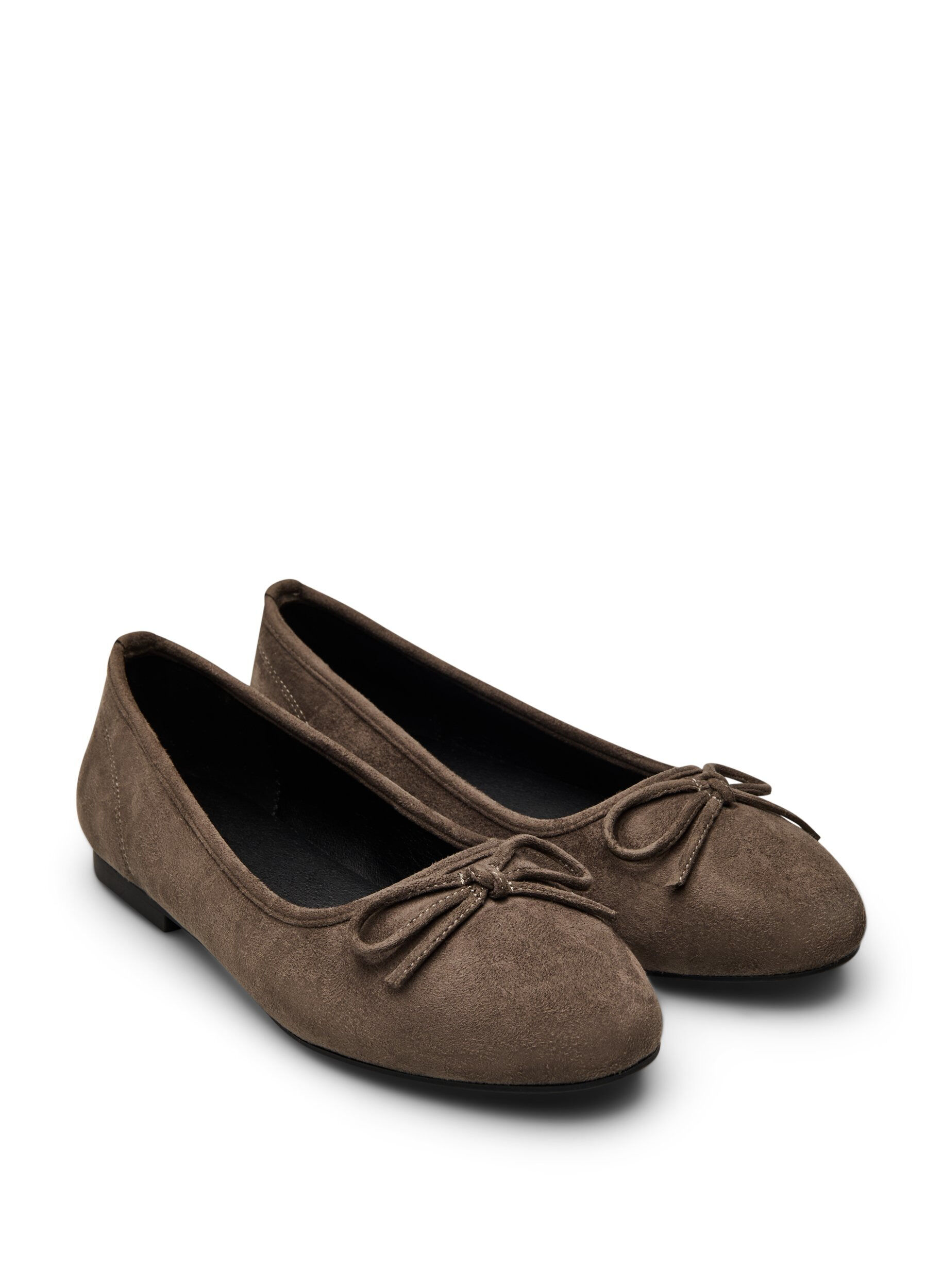 Zizzi Ballerine en su&eacute;dine avec n&oelig;ud, Marron, Packshot image number 1