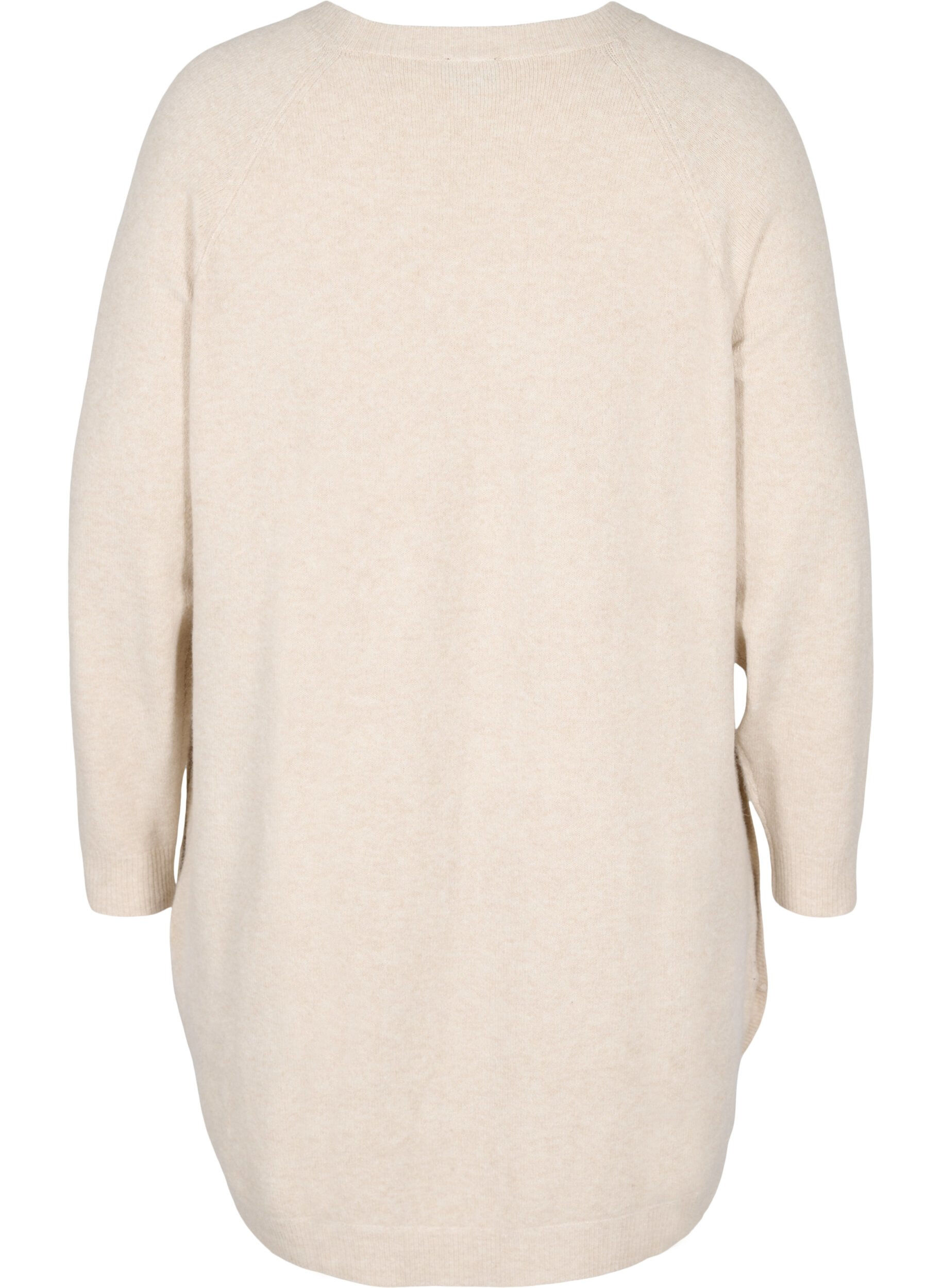 Zizzi Melange-Strickkleid mit Kn&ouml;pfen, Pumice Stone Mel., Packshot image number 1