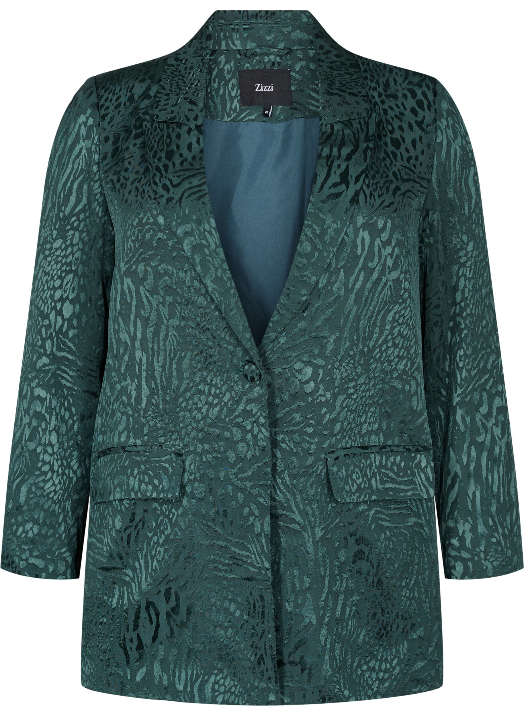 Zizzi Blazer en viscose avec imprim&eacute; ton sur ton, Ponderosa Pine, Packshot image number 0