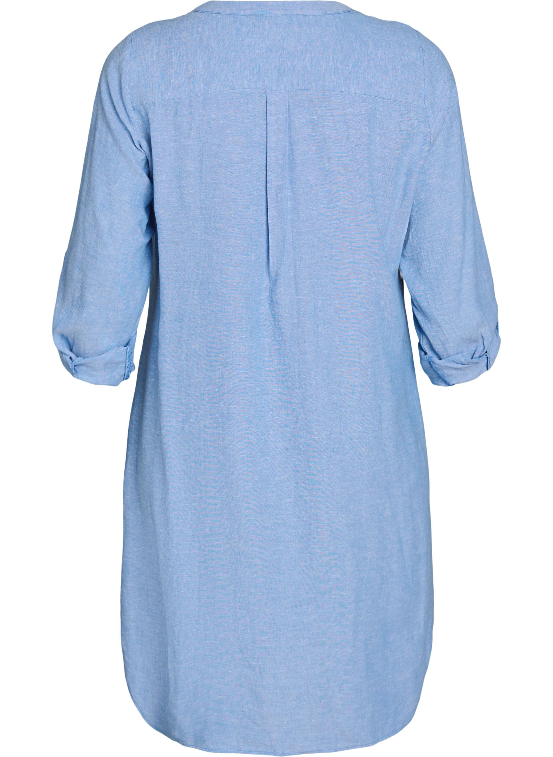 Zizzi Lange Bluse aus Leinen und Viskose, Blau, Packshot image number 1